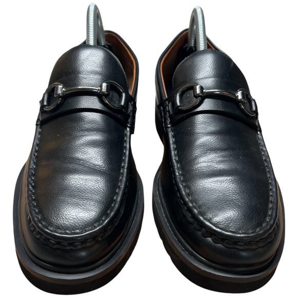 STEVE MADDEN Mister Women's 8 Black Leather Loafer Lug Sole Horse Bit Slip On - Picture 8 of 13